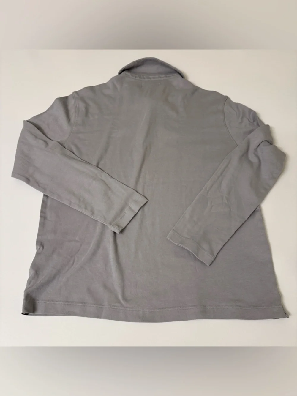 Banana Republic Men's Luxe Touch Long Sleeve Polo Shirt Cotton MEDIUM GRAY